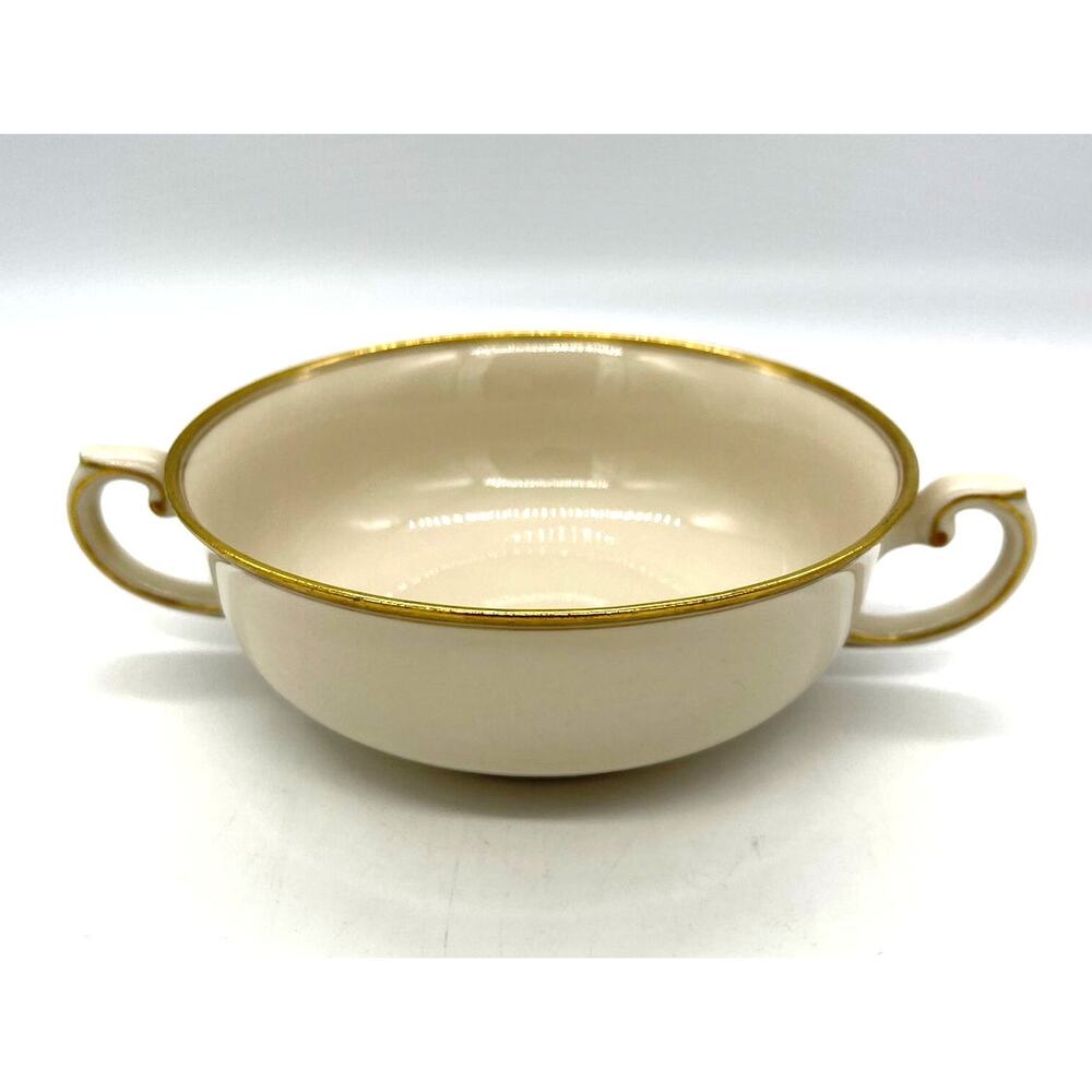 Vintage Arabia 49 Double Handled Cream Soup Bowl Coup with Gold Trim Finland